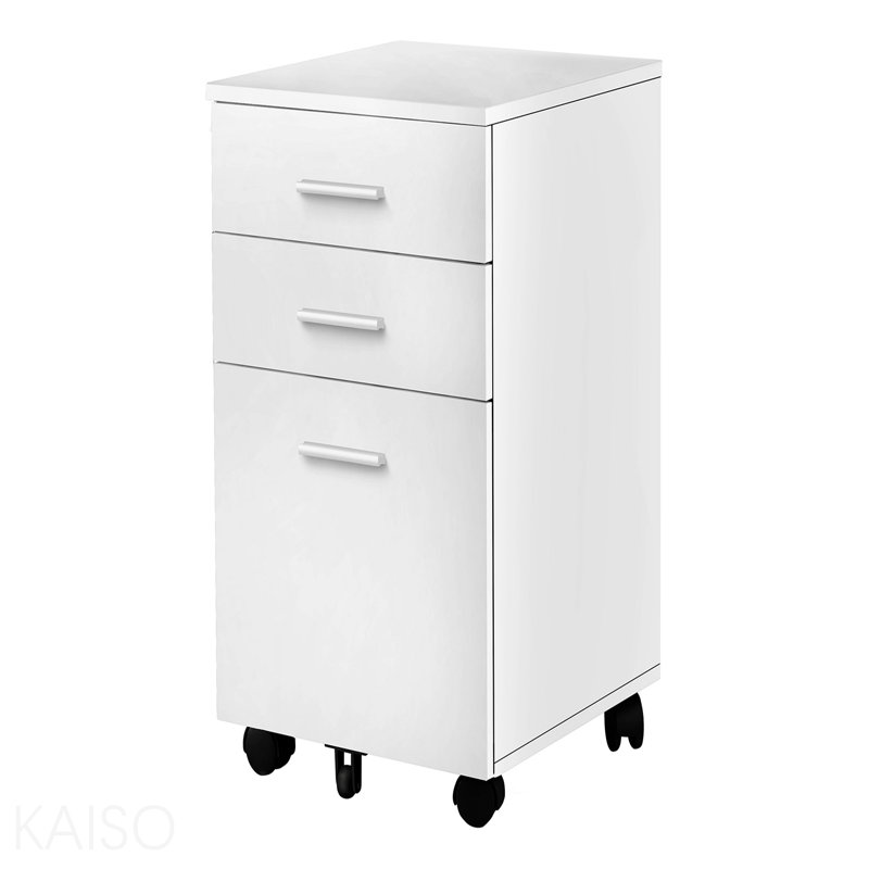 Classeur stratifié contemporain avec tiroirs de rangement et support pour imprimante, Blanc