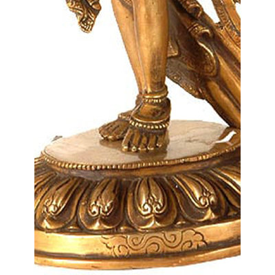 Statue en laiton Tara debout, déité bouddhiste tibétaine de 15 po pour méditation et décor spirituel