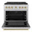 ZLINE Autograph 36 in. Paramount Gas Range with 6 DuoPro Burners w/ Black Door & Gold Accents-1098878085-1098878084