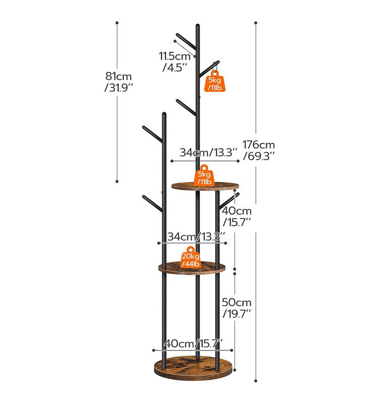 Belisa Freestanding 12 - Hook Coat Rack