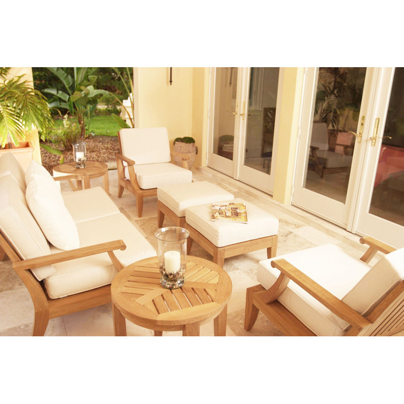 33.9'' Wide Straight Teak Patio Sectional Set with Cushions