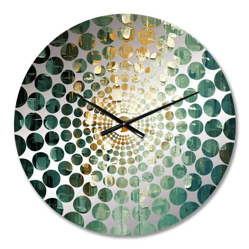 Célébration de possibilités rétro bleu sarcelle foncé III - peinture abstraite horloge murale, Médium