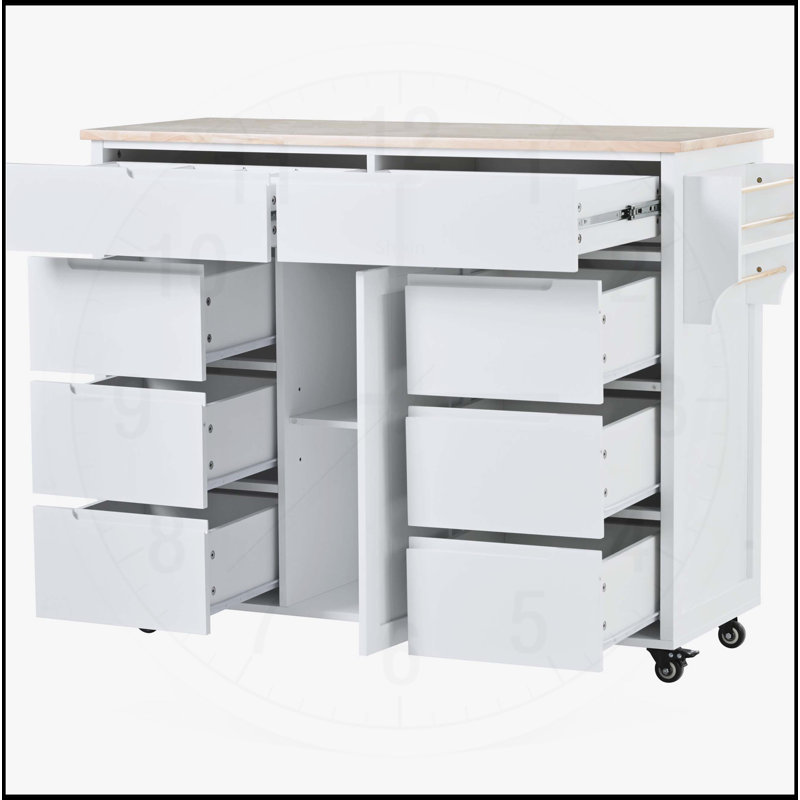 Chariot de cuisine polyvalent avec beaucoup de rangement et une mobilité fluide, Blanc
