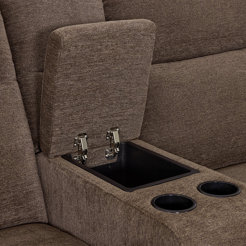 Causeuse inclinable électrique avec console Endrik, Brun