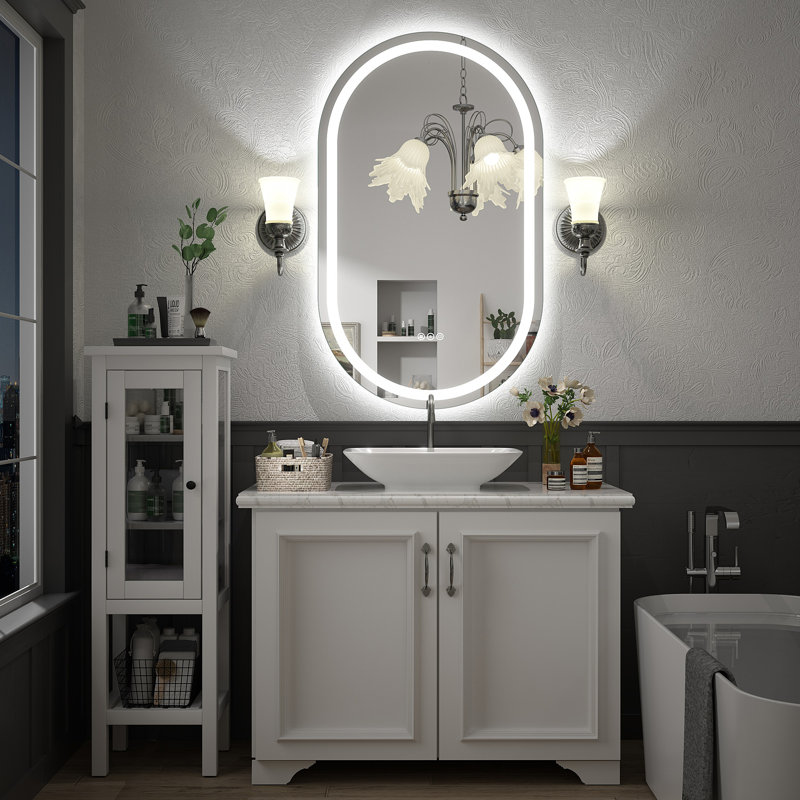 Wayfair Basics® UL Certified LED Anti-Fog Tempered Glass Oval Bathroom/Vanity Mirror , 40" x 24"