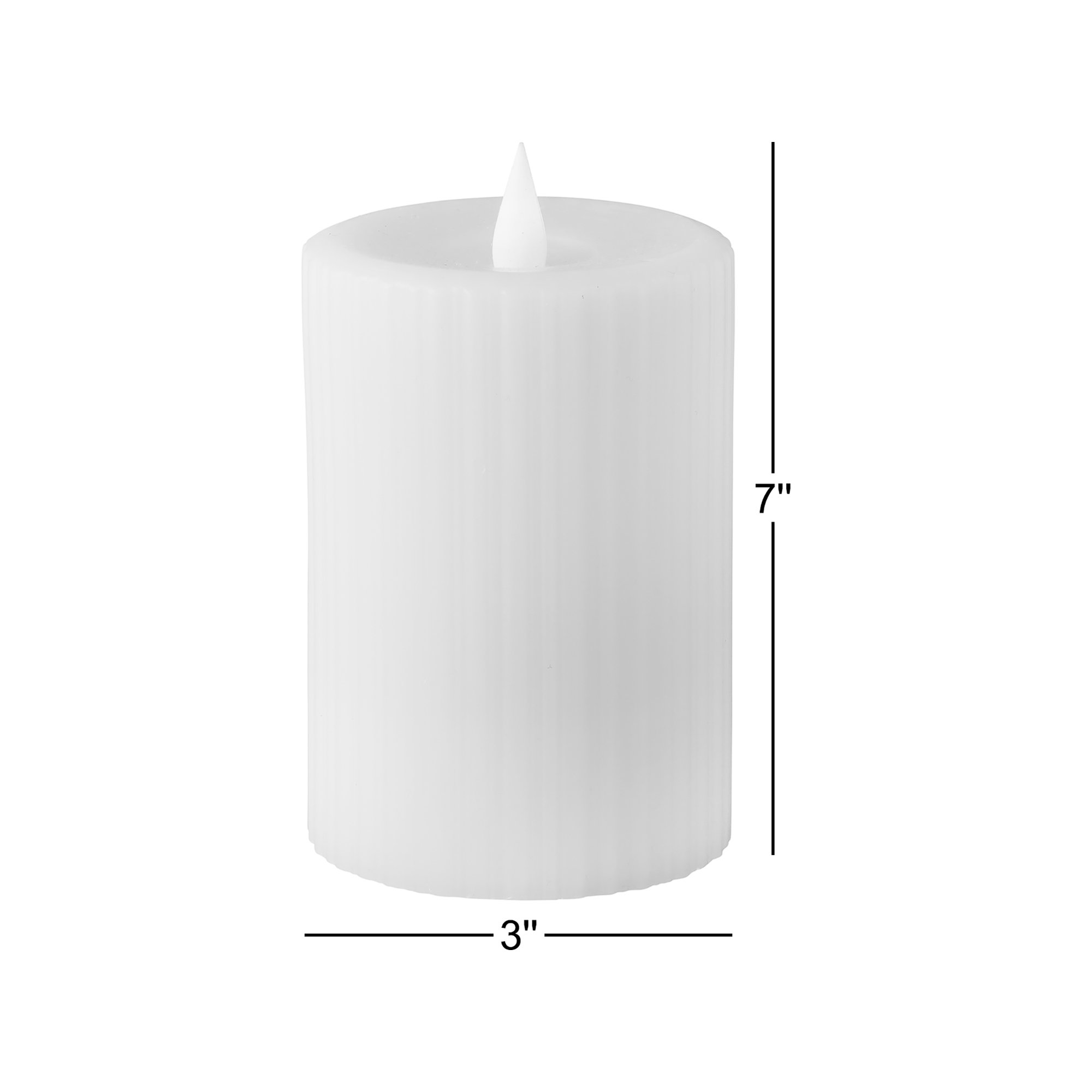 Fine Ribbed Motion Flameless Candle 3x7, White