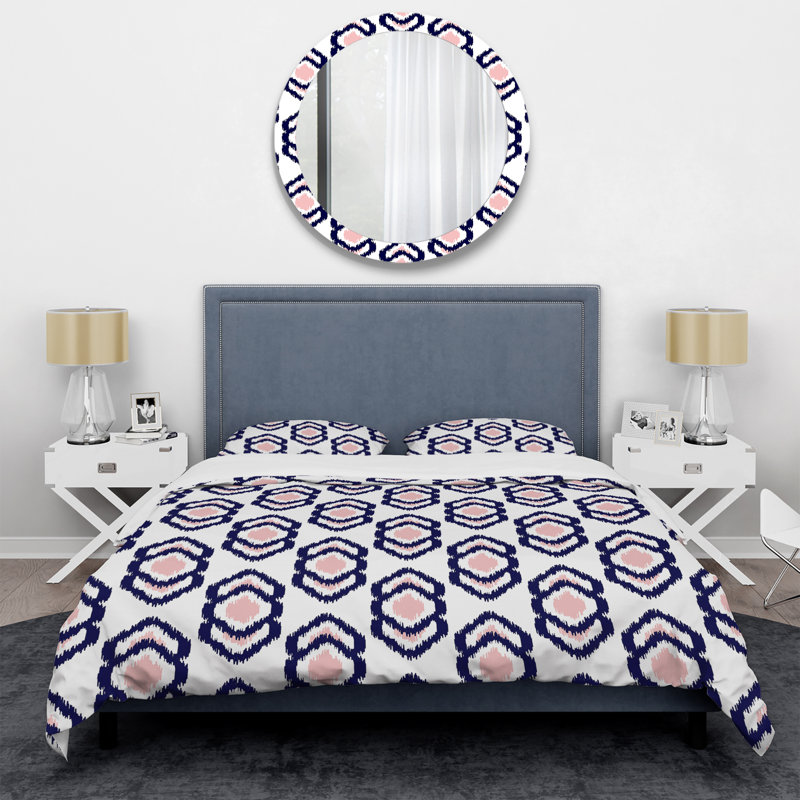 Ensemble de housse de couette rose et noir Ikat Ogee, Housse de couette simple + 1 taie décorative stan