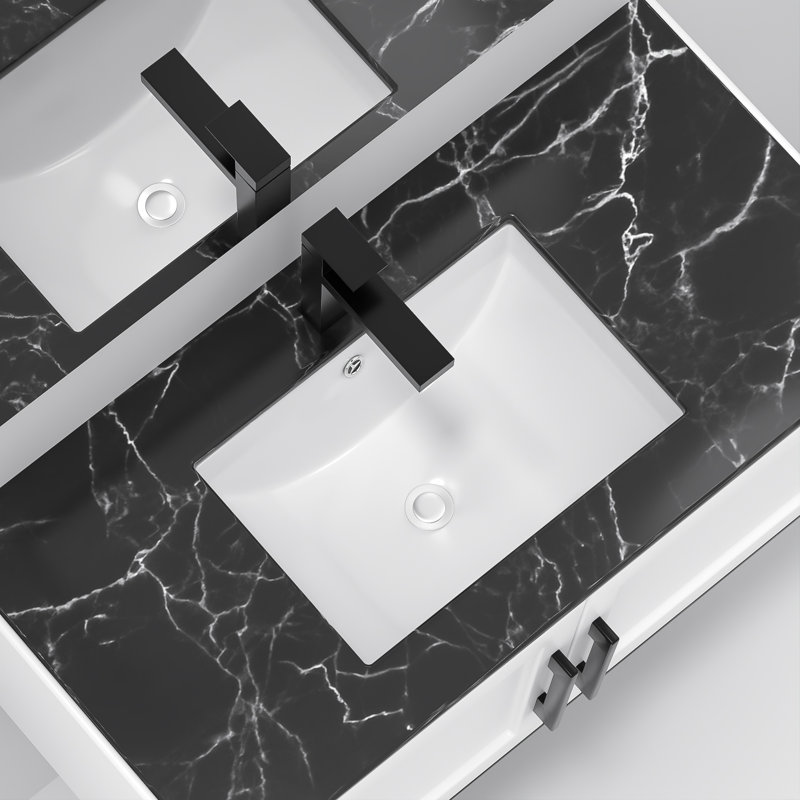 Lavabo de salle de bain rectangulaire encastré en céramique 20 po x 14 po