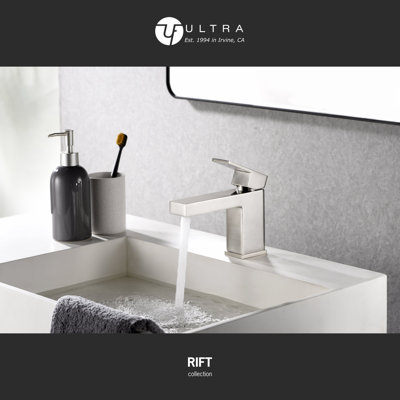 Rift Collection Single-Handle Deck-Mount Lavatory Bathroom Sink Faucet - Brushed Nickel