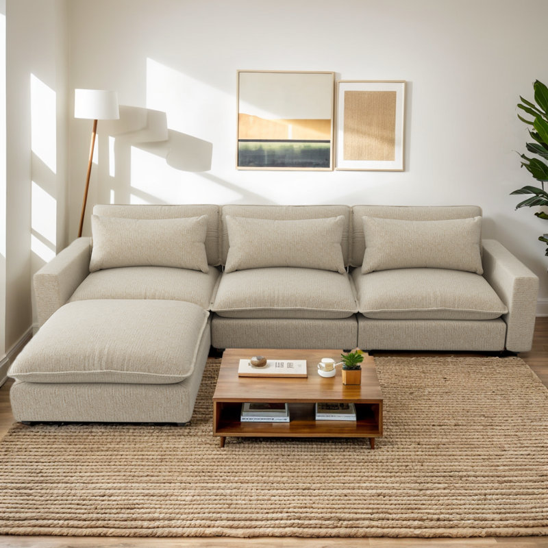 Canapé modulaire 128 po, Chenille beige