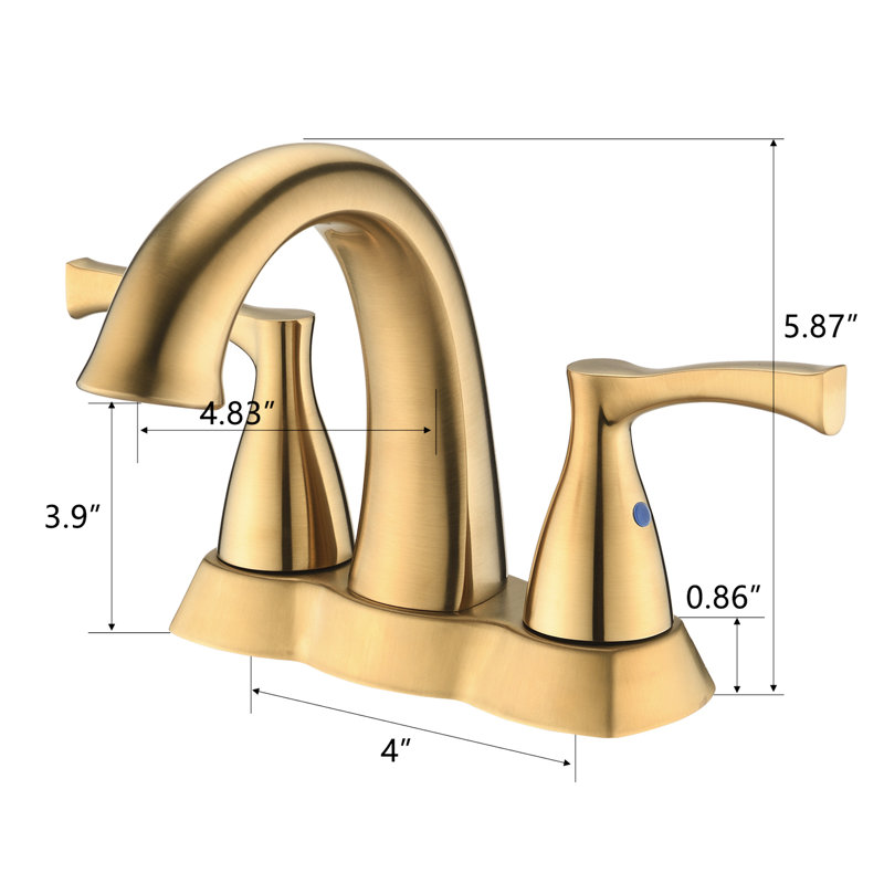 Brushed Gold 4-Inch Bathroom Faucet - 2 Handles, Quality Brass, Pop-Up Drain, Corrosion Properties Fine, Brushed Gold