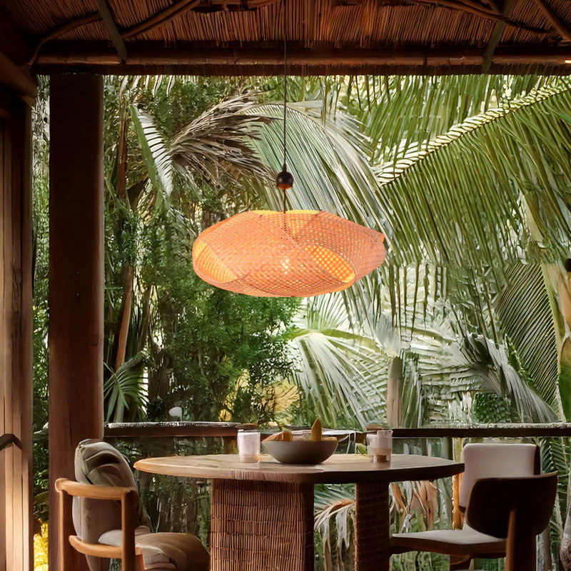 Luminaires suspendus lustre en bambou Kandace Farmhouse