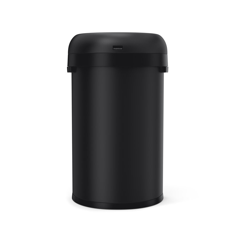 simplehuman Semi-Round Open Top Trash Can Commercial Grade Heavy Gauge, Black