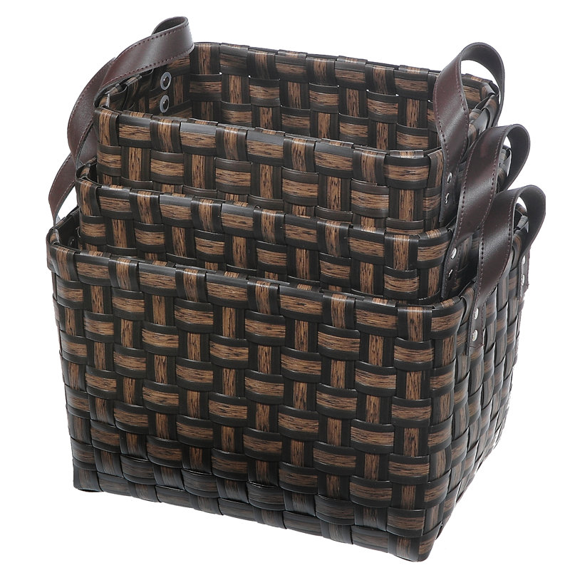 Plastic Laundry Basket with Handles, Chocolate