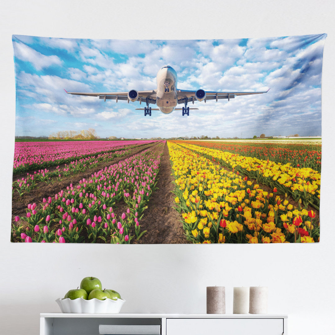 Wandbehang Flugzeug Fliegen Ã¼ber Garten FrÃ¼hling Tulpe Scenery Landschaft Natur Thema