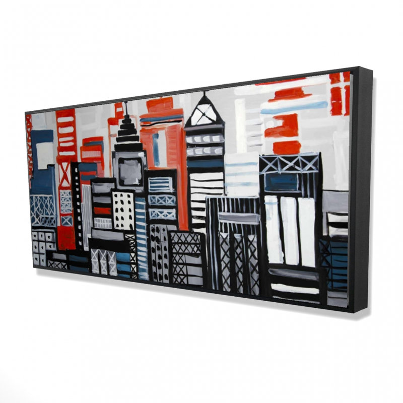 Reproduction de paysage urbain géométrique sur toile