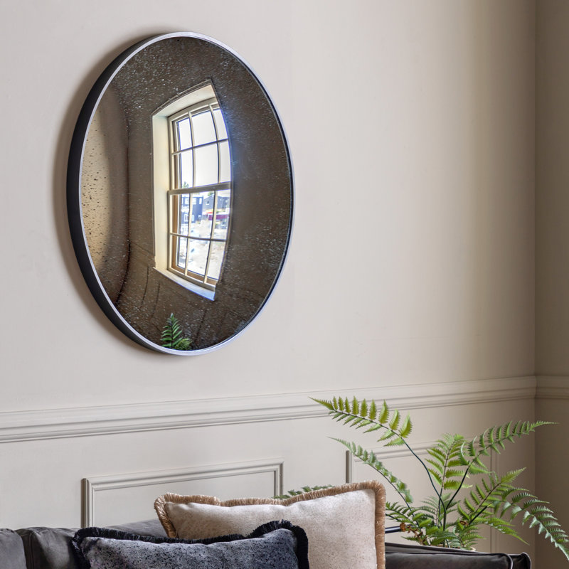 Aylanni Aluminium Round Mirror, Black