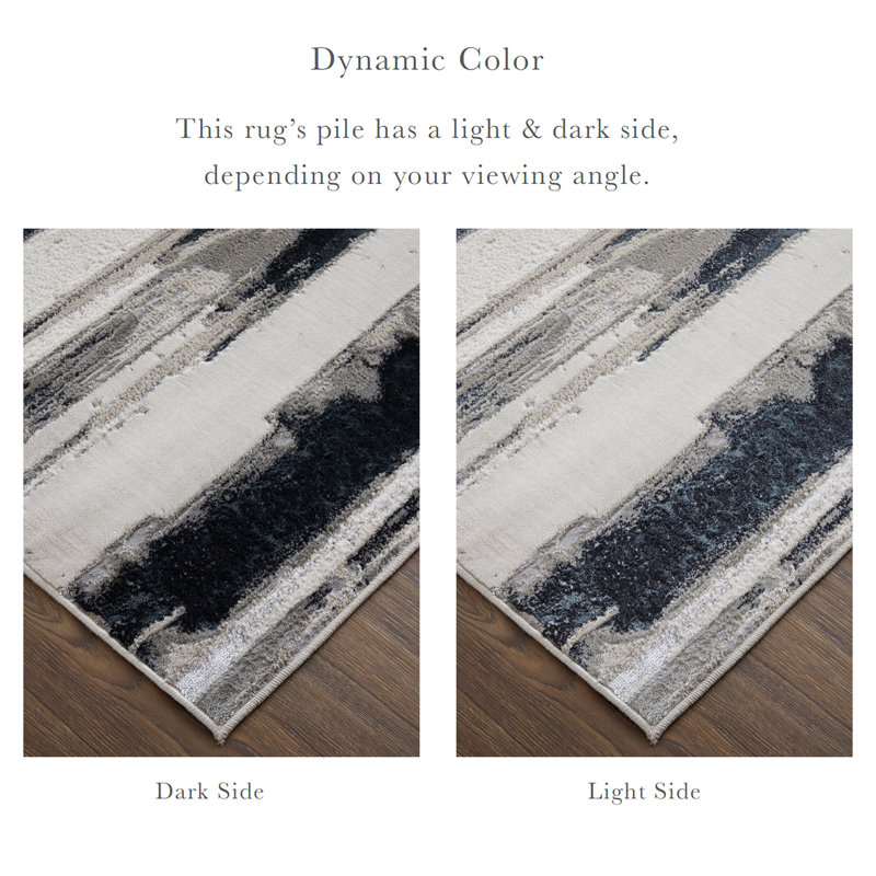 Tapis argenté / noir / gris argenté / noir Devia, Tapis de couloir 2 pi 10 po x 7 pi 10 po