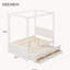 Lit plateforme à baldaquin avec lit gigogne simple, 3 tiroirs de rangement et tête de lit, blanc-1737700416-1737700418