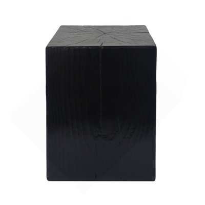 Wood-Look Square-Column MGO End Table, H18",Wood-Like Distressed Finish, Mix With Different Heights, Indoor Outdoor Use,Black Color