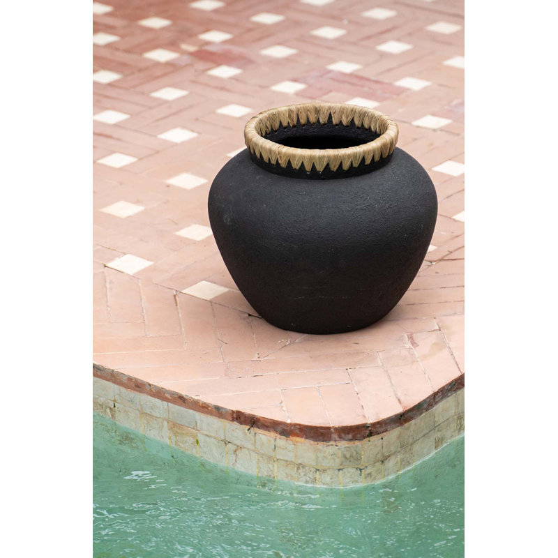 Alisynn Table Vase, Black/Natural, 27cm H x 33cm W x 33cm D