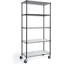 Étagère grillagée réglable à 5 niveaux CAPHAUS NSF avec roues, pieds de nivellement et doublure, 30 x 14 x 59 po, noir-108368764