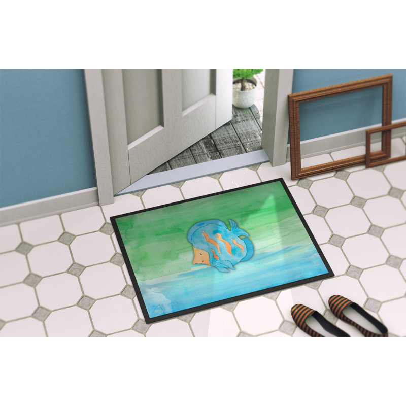 Tapis d’extérieur antidérapant en aquarelle de poisson, Rectangle 24 po x 36 po