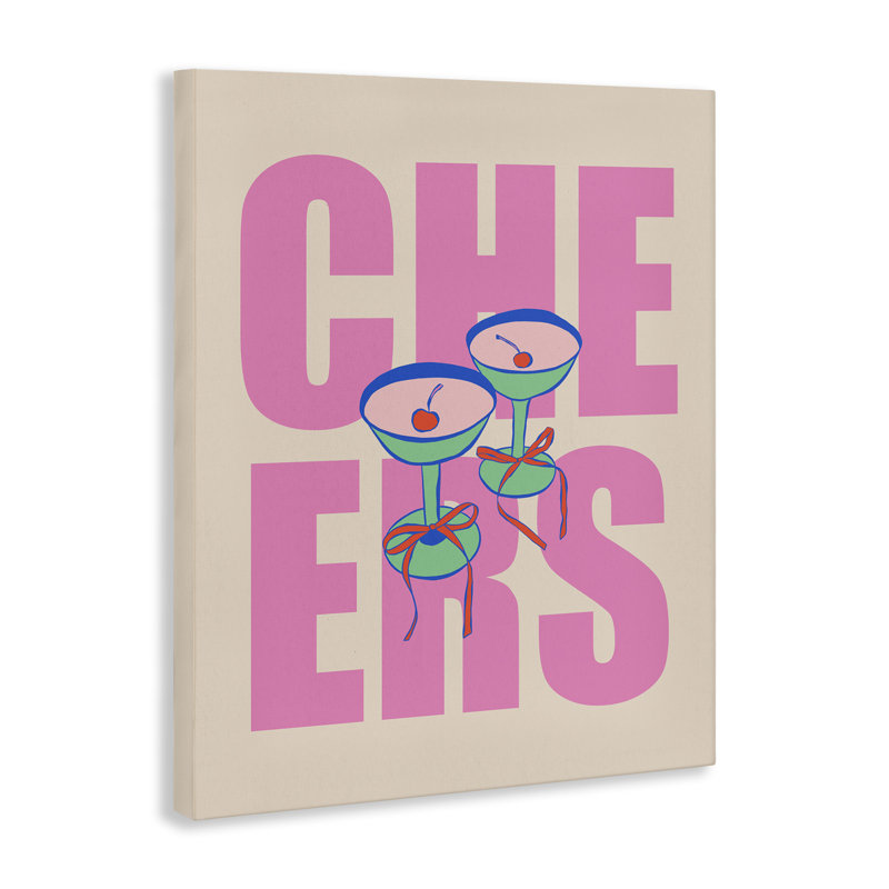  «Cheers Martinis & Bows», art mural sur toile par House of Lulu, H 20 po x l 16 po