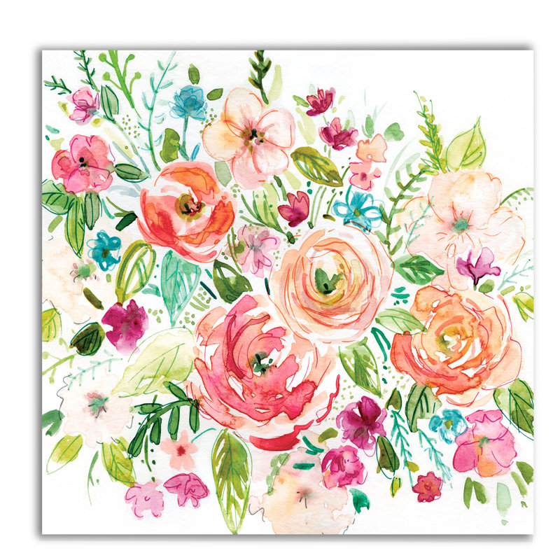 « de jardin illustré », peinture sur toile tendue, H 40 po x l 40 po x P 1,5 po