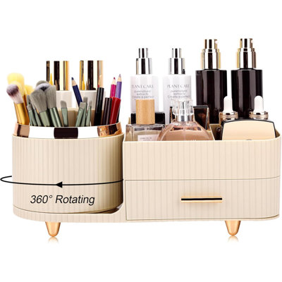 Organisateur de maquillage pour coiffeuse, présentoir à cosmétiques avec tiroirs, convient au maquillage, aux produits de soins de la peau, aux brosses, aux rouges à lèvres et à d'autres accessoires, solution de rangement polyvalente