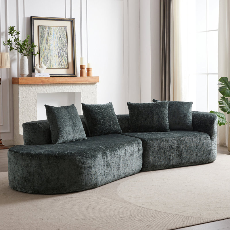 Canapé modulaire surdimensionné de 114 pouces - Chenille 4 avec siège large et profond, excellent support, 4 coussins pour le canapé du salon