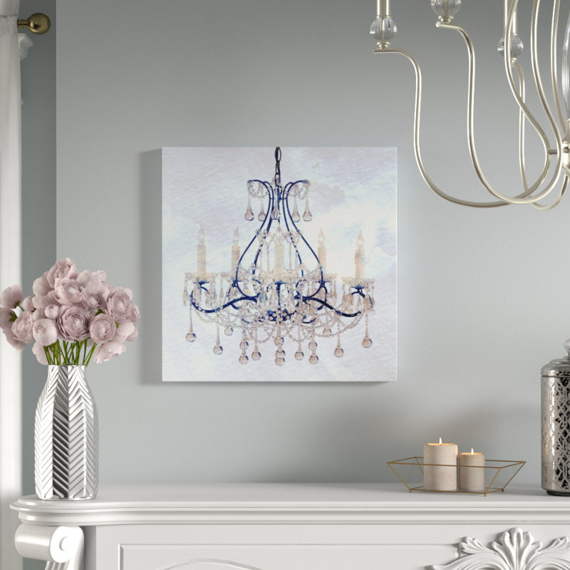 Lustre givré, reproduction d'art sur toile tendue, H 16 po x l 16 po x P 1 po, Papier avec cadre noir, Blanc