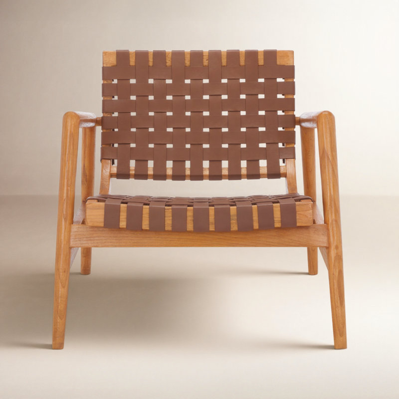 Warbler Upholstered Side Chair, Brown Genuine Leather