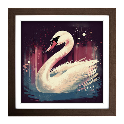 Swan Retro Art No.4 - Framed Print