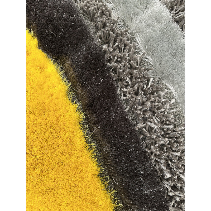 Tapis abstrait gris / jaune Karlton, Rectangle 5 pi x 7 pi