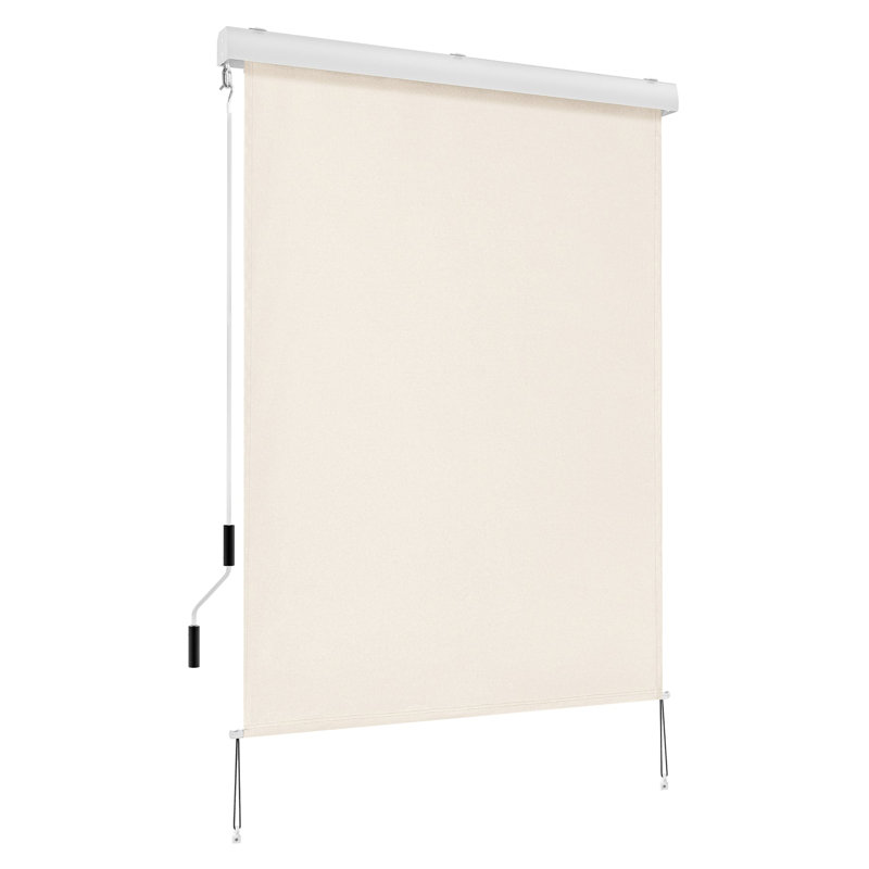 Samaris Outdoor Drop Down Awning，Patio Roller Shades, Protective Valance for Porch, 55.1" W x 3.1"D, Beige