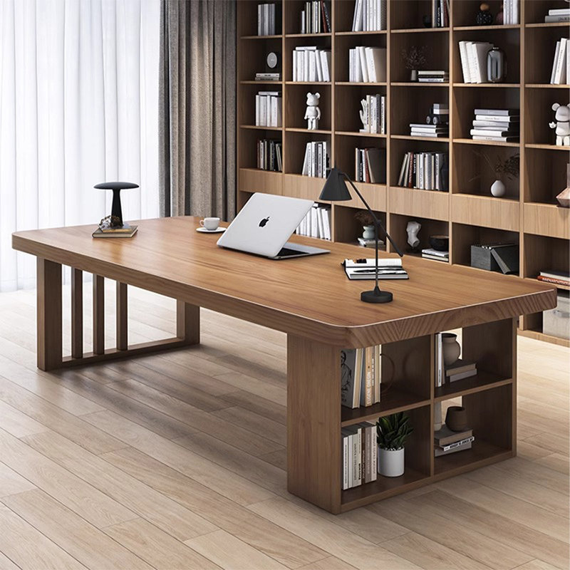 Bureau rectangulaire en bois massif brun noisette, H 29,53 po x l 70,87 po x P 31,5 po