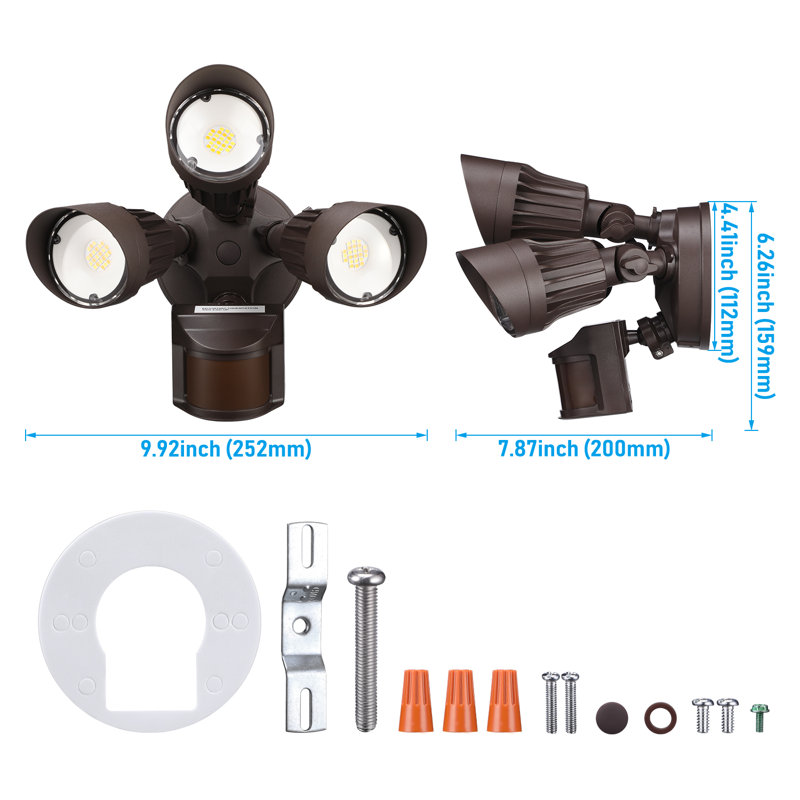 Capteur de lumière DEL 3CCT Dusk to Dawn 37,5W (300W Eqv.) 3 modes d'éclairage, bronze