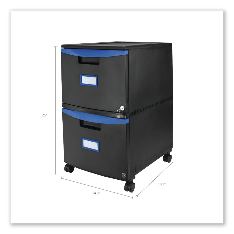 Mesvin 14.75'' Wide 2 -Drawer Mobile File Cabinet, Blue