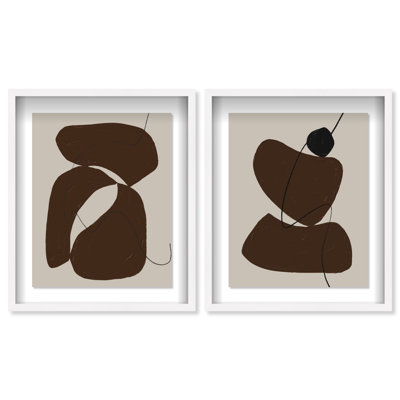Balanced Stones Set Shadowbox Abstract Print by Oliver Gal, Black Frame, 16 x 20