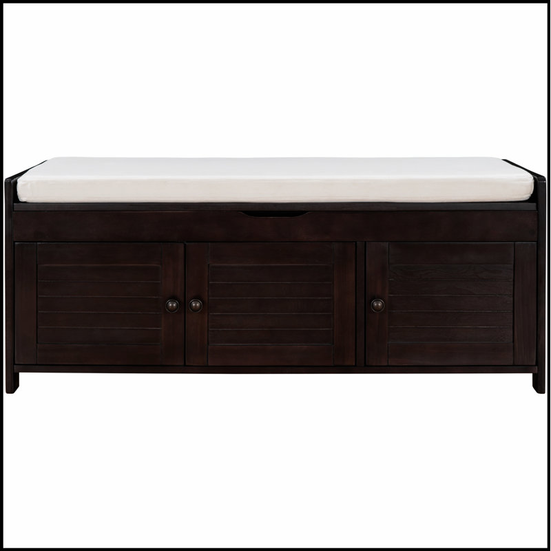 Storage Bench with 3 Shutter Doors, Espresso