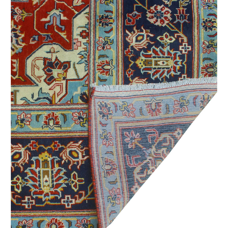 One-of-a-Kind 9'6" x 13'2" 1980s Rectangle Wool Area Rug in Blue and Navy