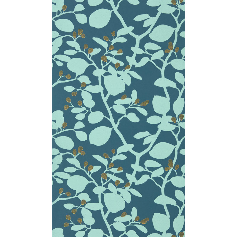 Ardisia Wallpaper, Amazonia/Teal/Gold