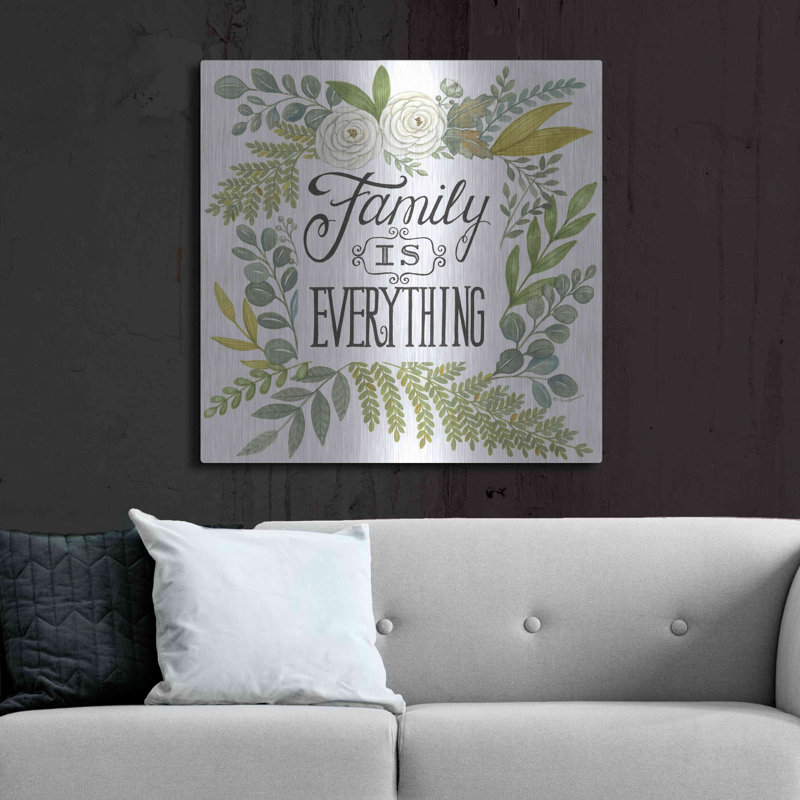 «Family Is Everything» par Deb Strain, art mural en métal, H 36 po x l 36 po
