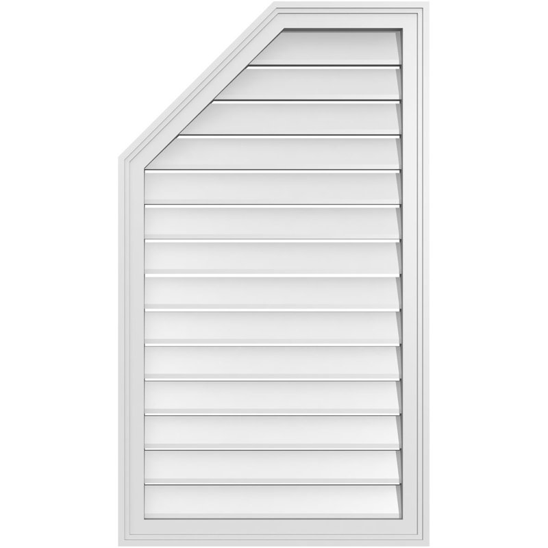 Half Octagon Top Left Surface Mount Signature Urethane Functional Gable Vent, Primed Tan, 42" H x 24" W x 1.5" D