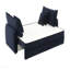 Canapé-lit modulaire en velours bleu avec 3 coussins décoratifs