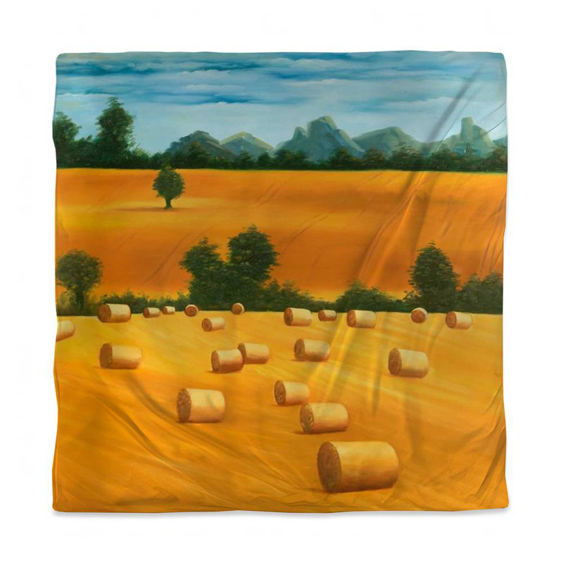 Hay Bale Fields Blue Rustic Duvet Cover | Bedroom Decor