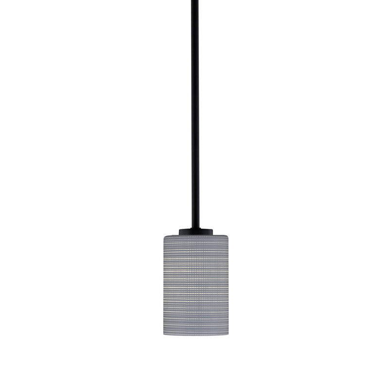 Mini-luminaire suspendu Dayberry avec verre de 4 po, H 6,5 po x l 4 po, Noir mat, Verre matrice grise