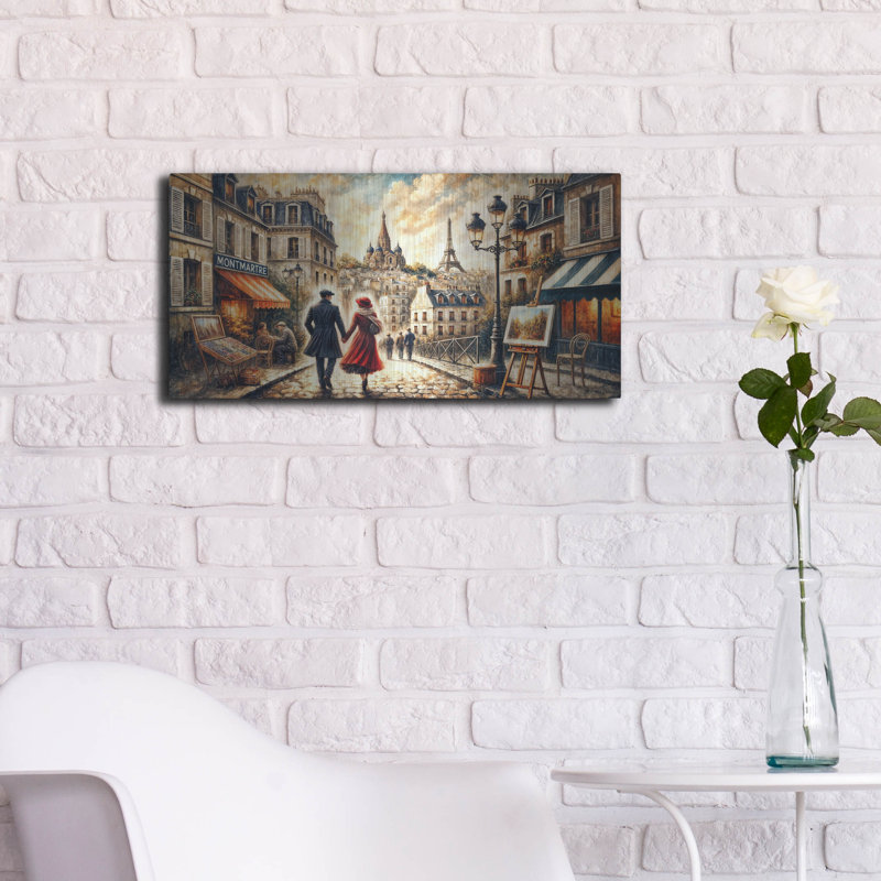 Lark Manor 'Date Night Montmartre' by Rey Klimt Metal Wall Art, 12" H x 24" W