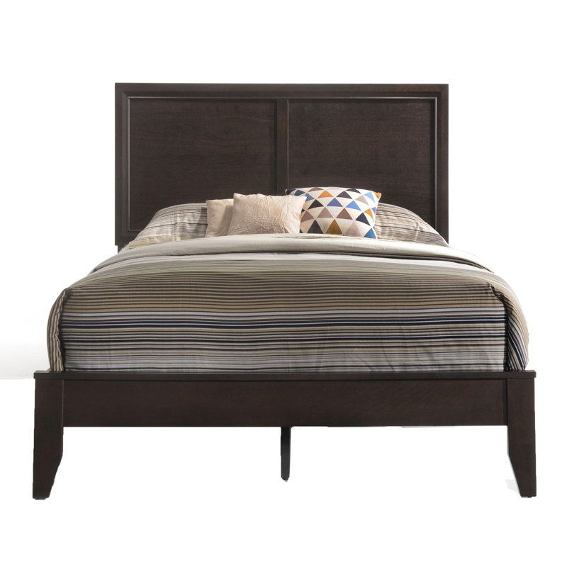 Queen Panel Bed With Rectangular Headboard And Side Rails For Finish Low Profile Strong Build Elements